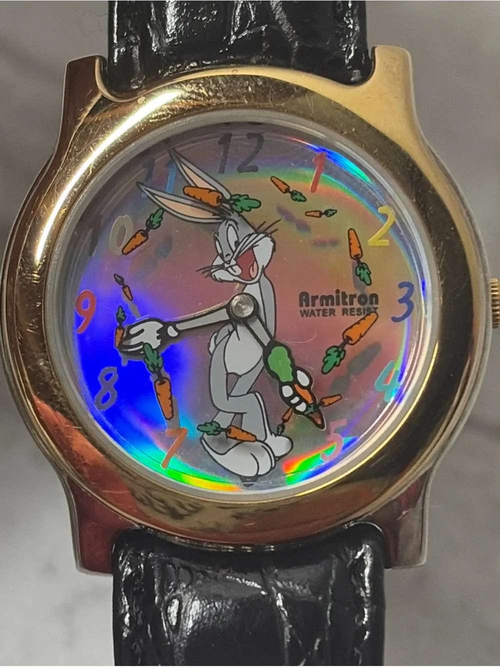 Vintage 1997 Armitron Bugs Bunny Clear Lucite Watch Collectible Looney Tunes